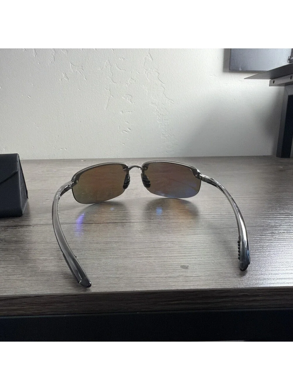 Maui Jim Ho'okipa MJ-407-11 Sport Sunglasses Black Gray Frame Blue Mirror Lenses